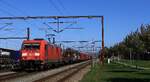 Da die Litra-EG Lokomotiven nicht nach Deutschland fahren wurde im Bhf Pattburg/DK umgespannt auf die DBCSC 185 327-1 REV/AM9/04.12.22. 24.04.2026