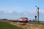 DB 218 397-8 + 218 341-6 mit dem AKE Rheingold DZ 321 von Westerland nach Koblenz am Einfahrtsignal zum Kbf. Lehnshallig 27.03.2026 